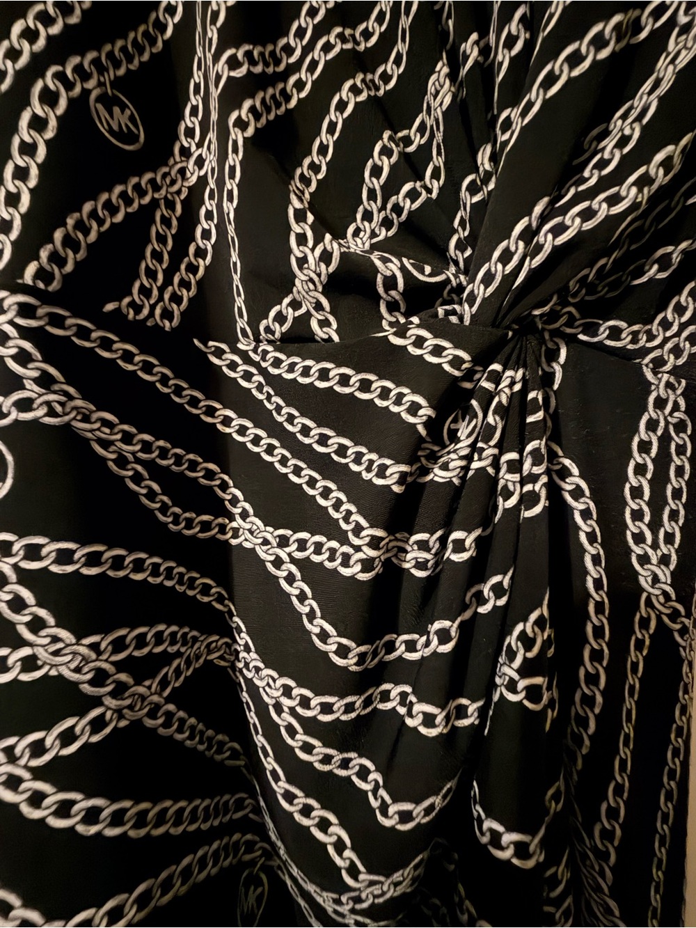 MICHAEL Michael Kors Black Chain Print Draped Faux Wrap Dress XS - Picture 3 of 3